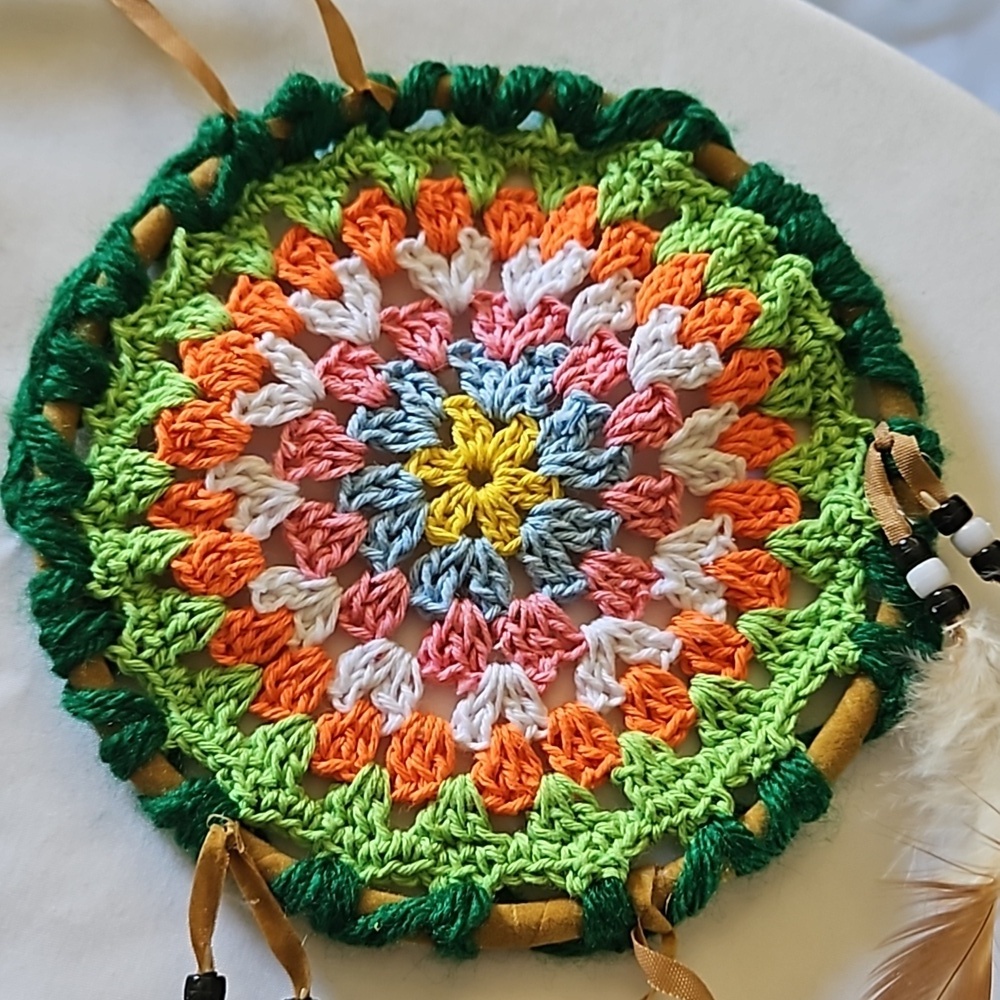 Multicolored Crochet Boho Dreamcatcher Handmade Wall Decor Cottagecore Style - Picture 13 of 17